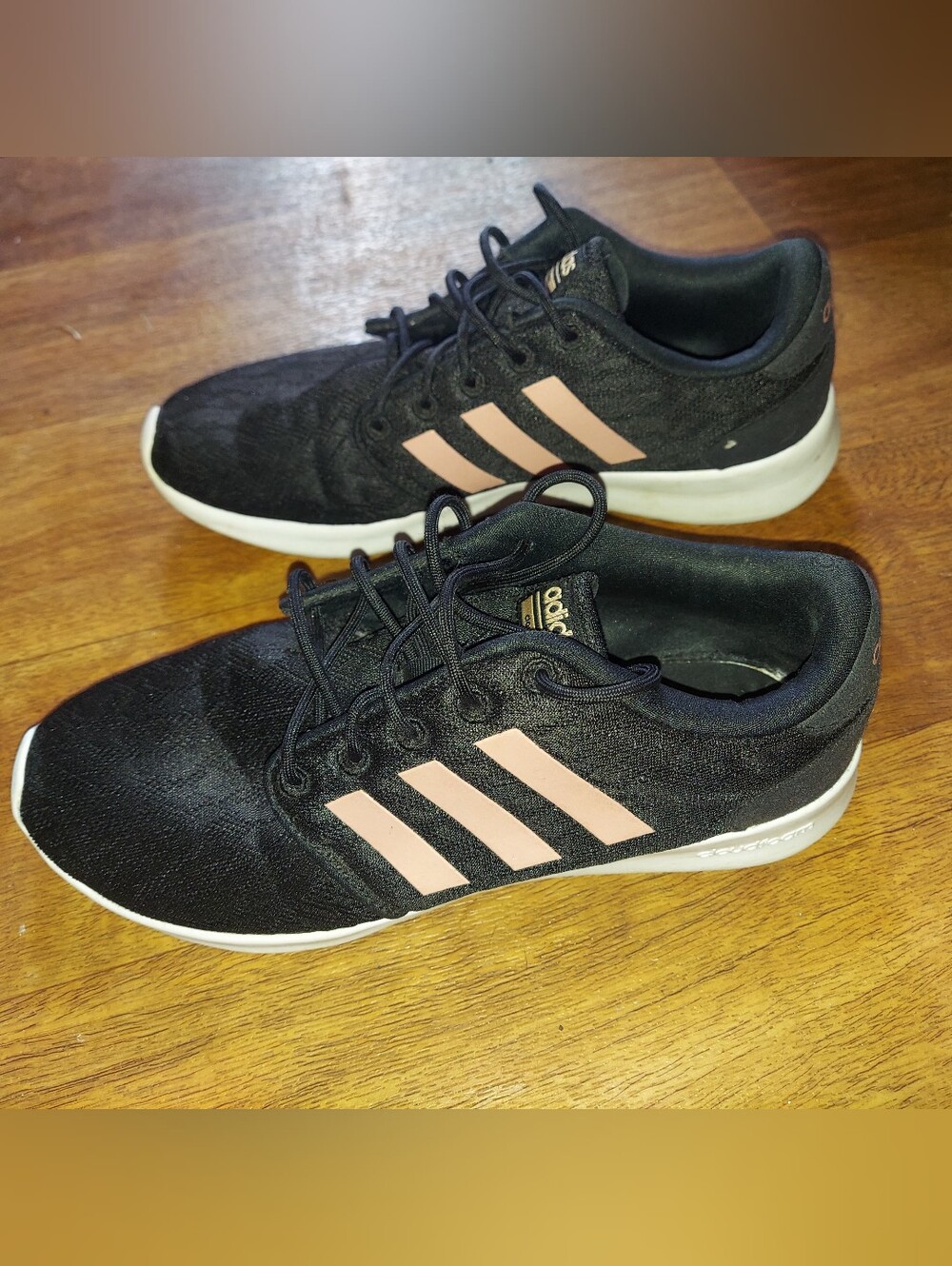 Adidas Women's Black Sneaker with Pink Stripes